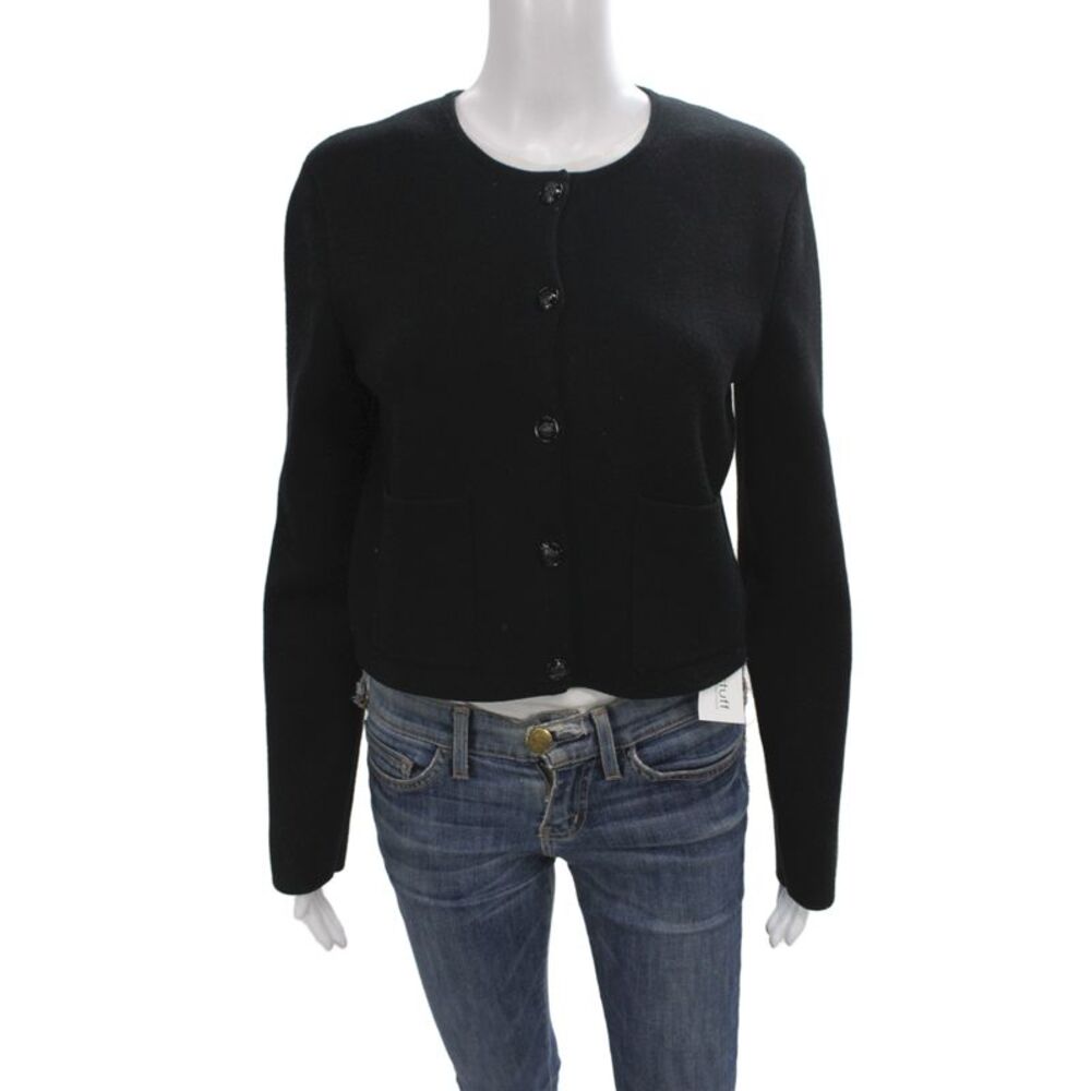 Babaton Womens Cardigan Sweater Black Long Sleeve Round Neck Size S